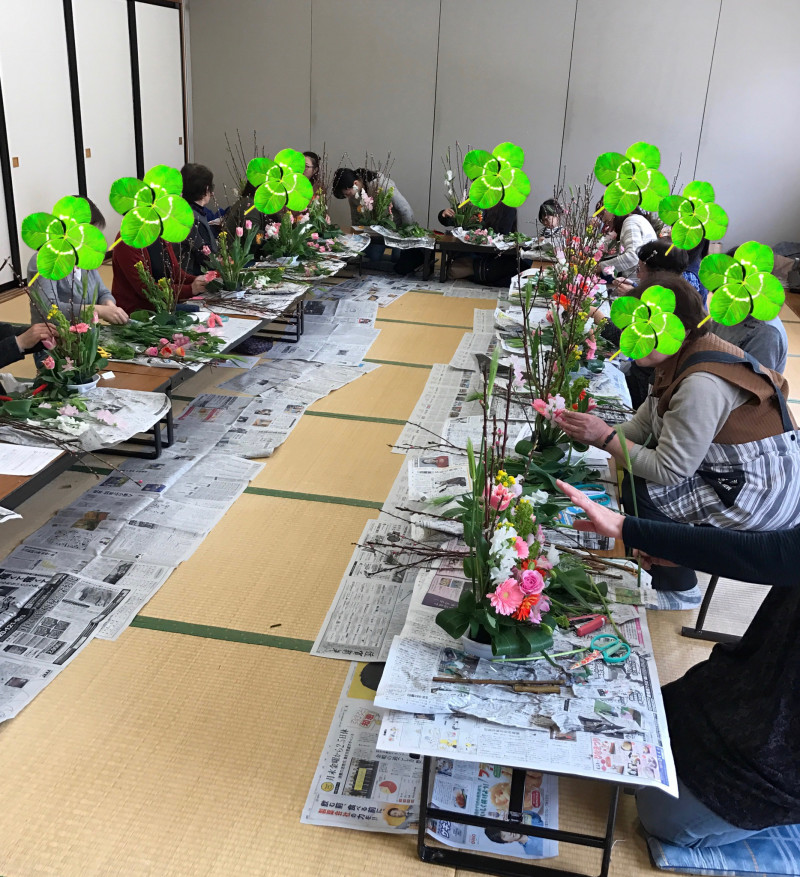 土崎港北町内会様主催生花フラワーアレンジメント講座開催秋田県秋田市フラワーサークルすみれ